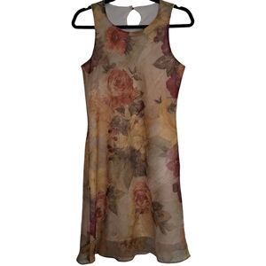 Amoretti Vintage 90s Floral Print Sheath Dress Size 7/8 Keyhole Back Cottagecore